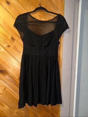 SHEIN Black Mesh Sleeve Midi Dress